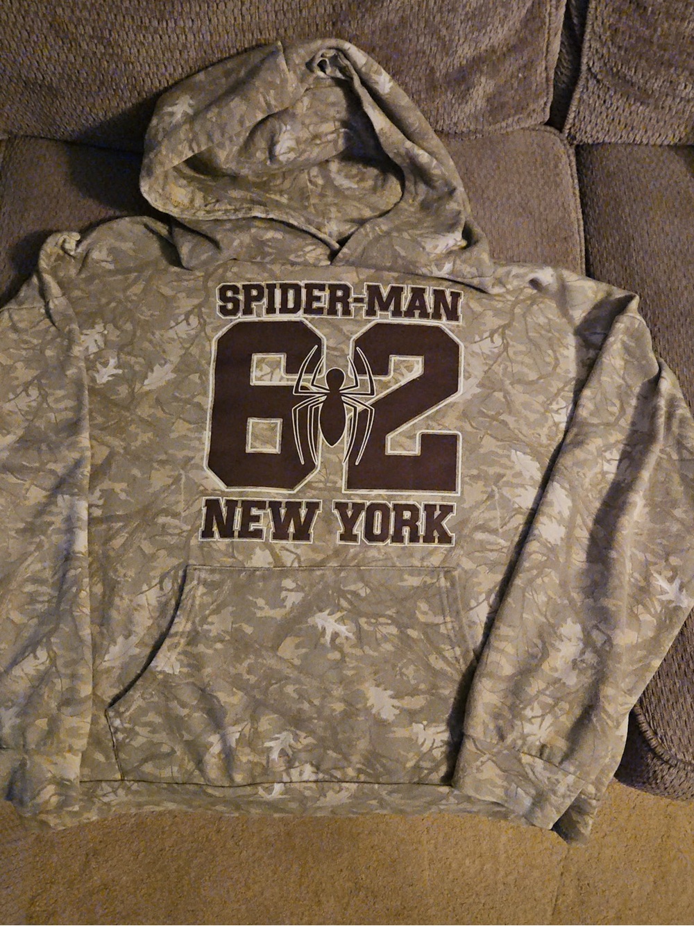 Marvel Spider-Man 82 Hooded Sweatshirt in Beige Camo